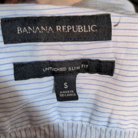 Banana Republic button down shirt lightweight cotton blue white pin stripe sz S - Picture 10 of 10